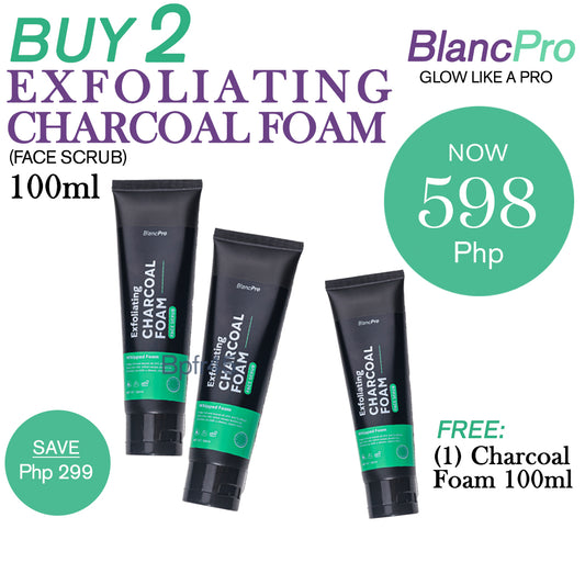 Blanc Pro Exfoliating Charcoal Foam 100ml Face Scrub Blancpro PROMO