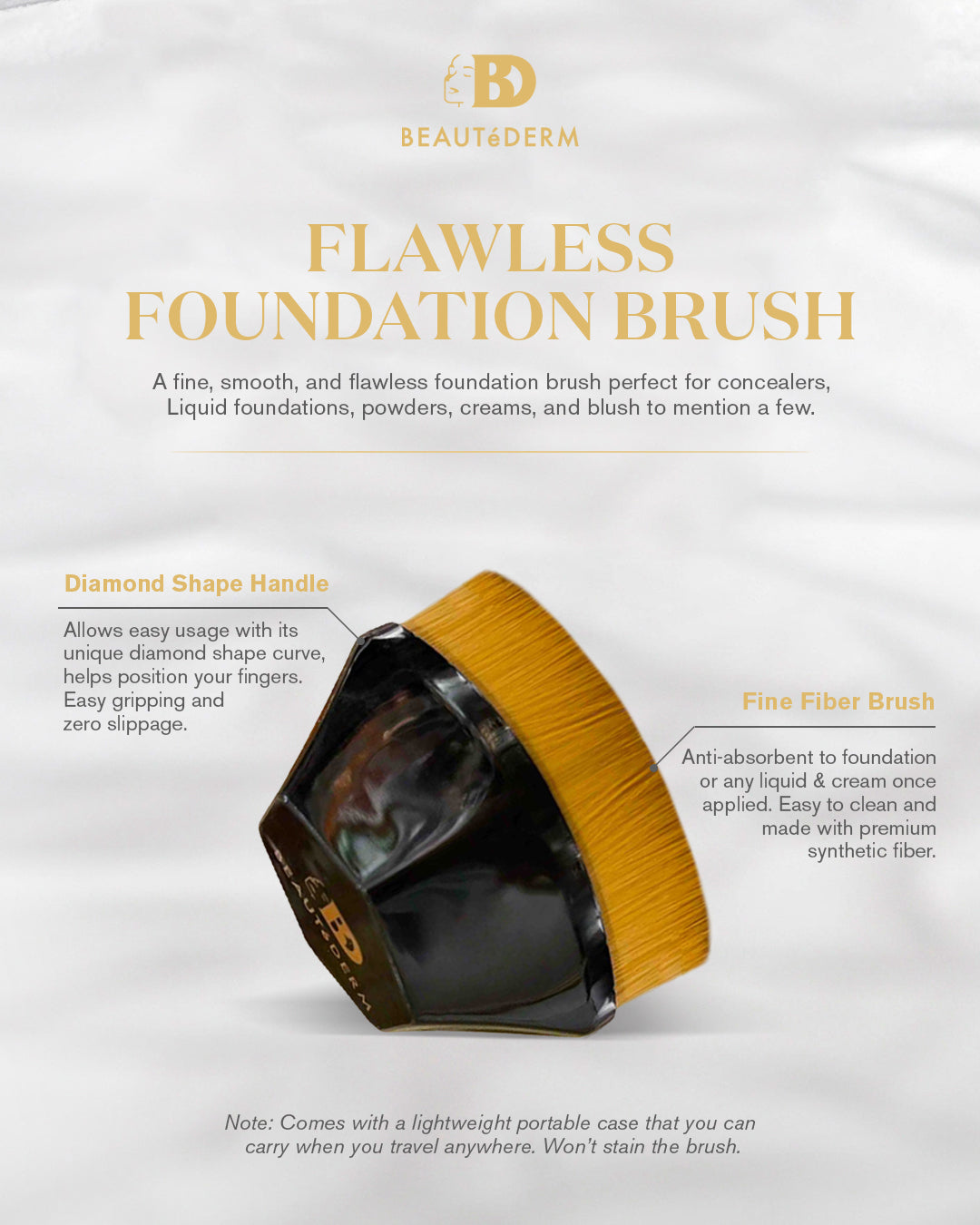 Beautederm Flawless Foundation Brush Fine Fiber Diamond Shape Handle