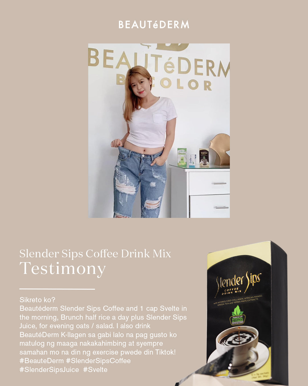 Beautederm Slender Sips Slimming Coffee Mix Drink Testimony