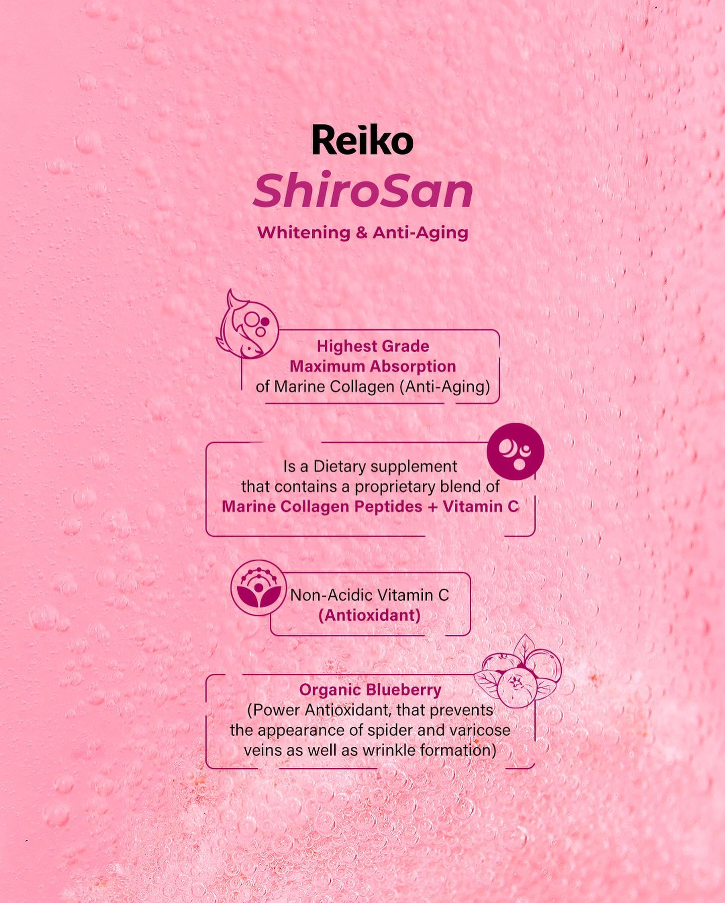 Beautederm Supplements Reiko Shirosan Whitening Anti-aging 20 Effervescent Tablets Collagen Vitamin C